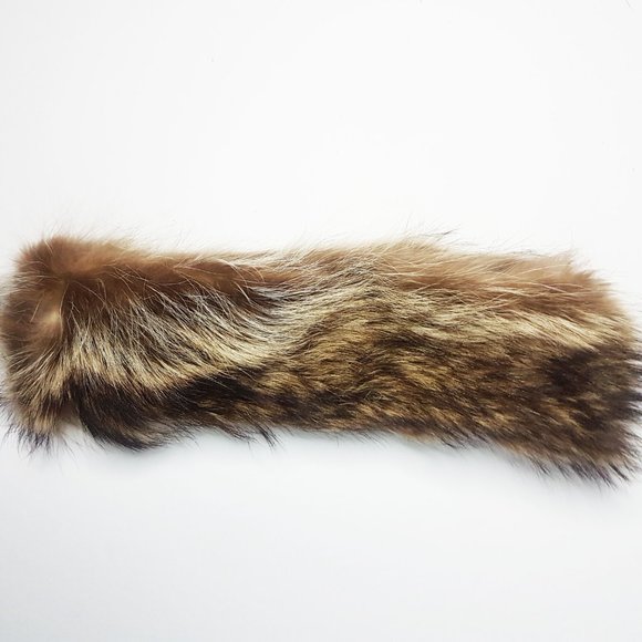Brown Raccoon Short Fur Scarf, Vintage Raccoon Fur Headband, Raccoon Fur Earmuff - Picture 8 of 10